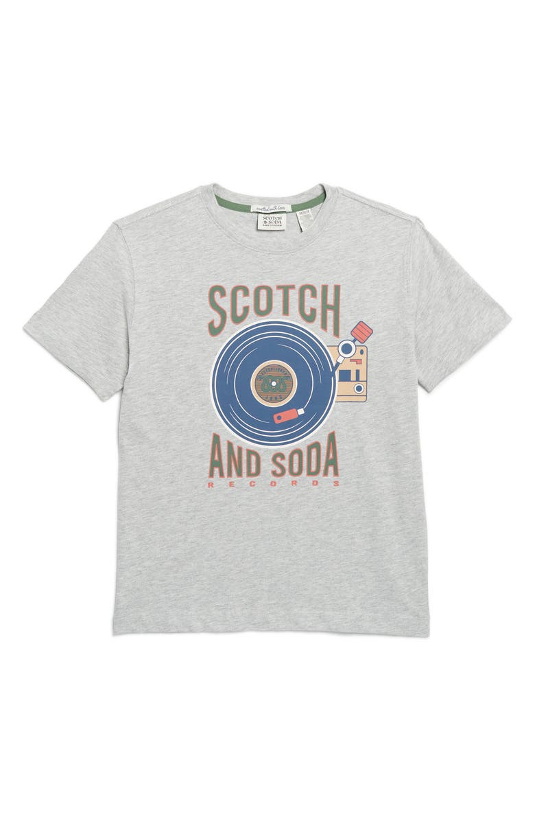 Scotch & Soda Kids' Record Logo Graphic T-Shirt, Main, color, Light Gray Heather
