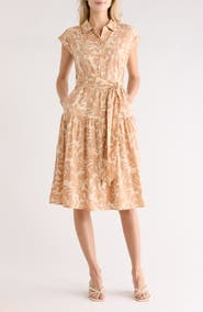 Lucky Brand Cap Sleeve Tie Waist Shirtdress