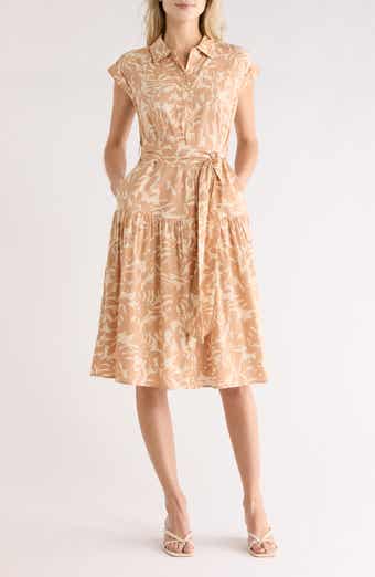 Lucky Brand Cap Sleeve Tie Waist Shirtdress