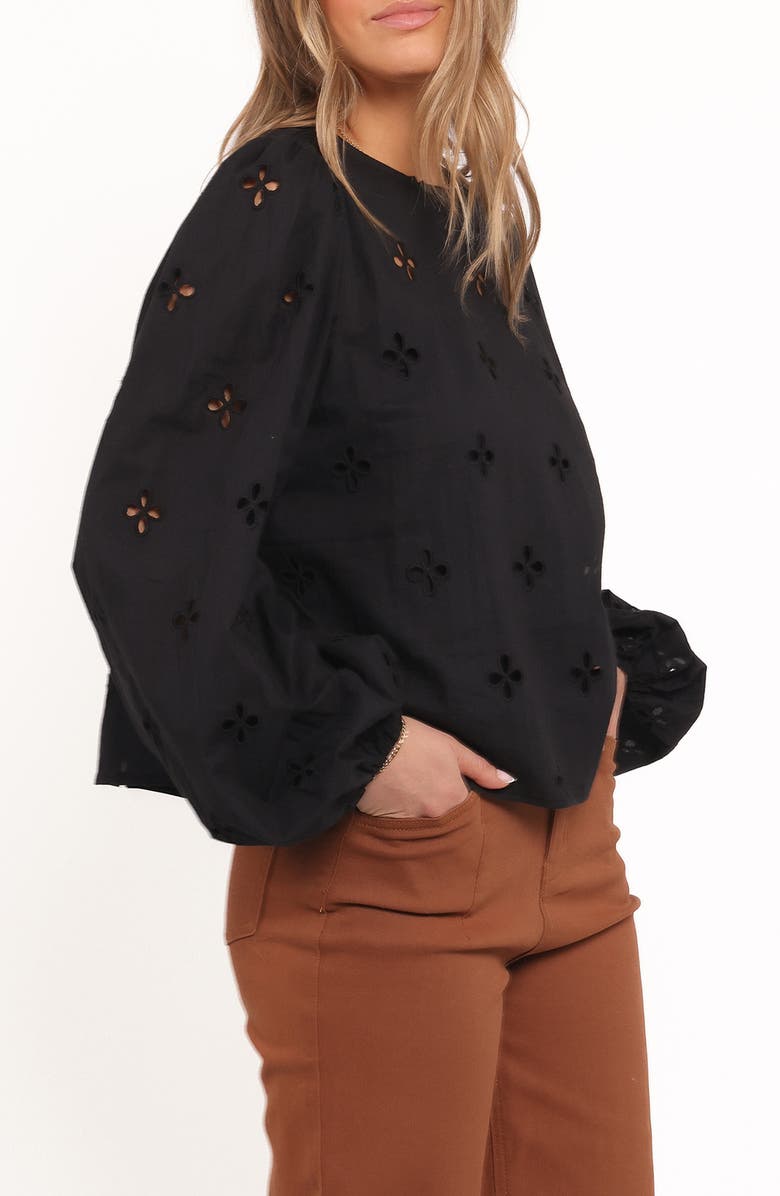Petal & Pup Aggie Embroidered Eyelet Balloon Sleeve Top, Alternate, color, Black