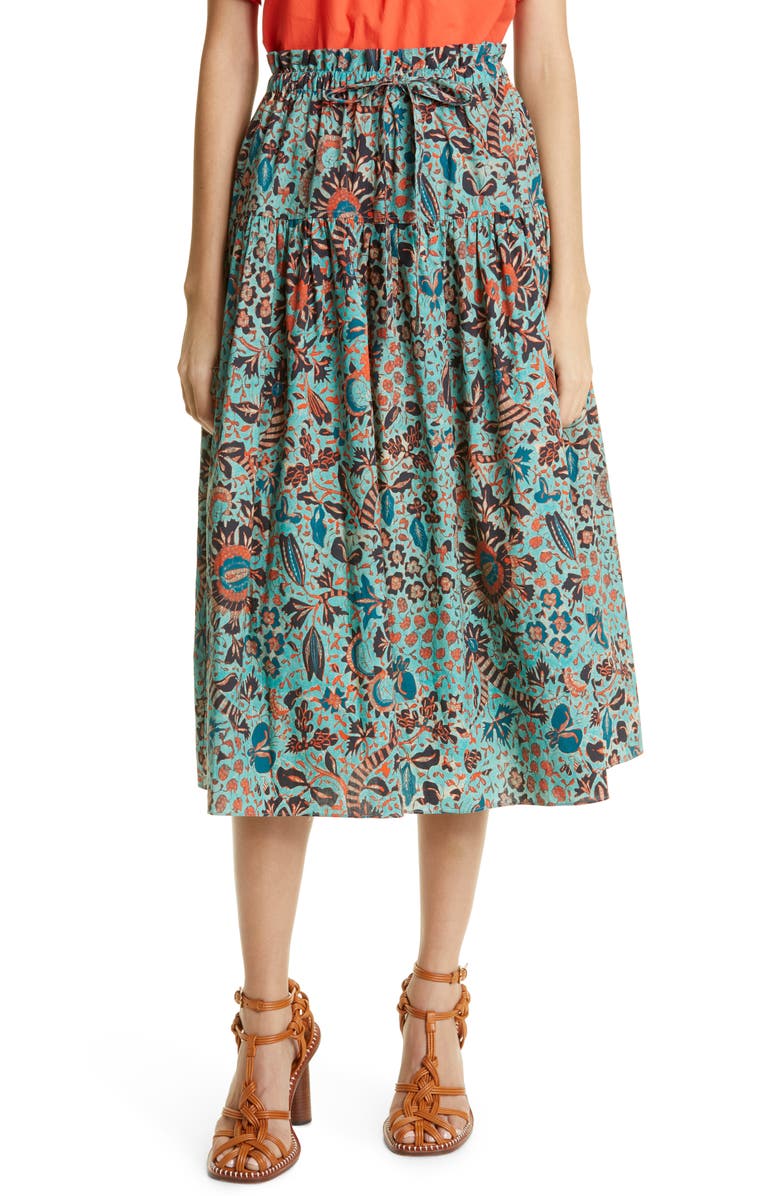 Ulla Johnson Fernanda Printed Tiered Skirt, Main, color, 
