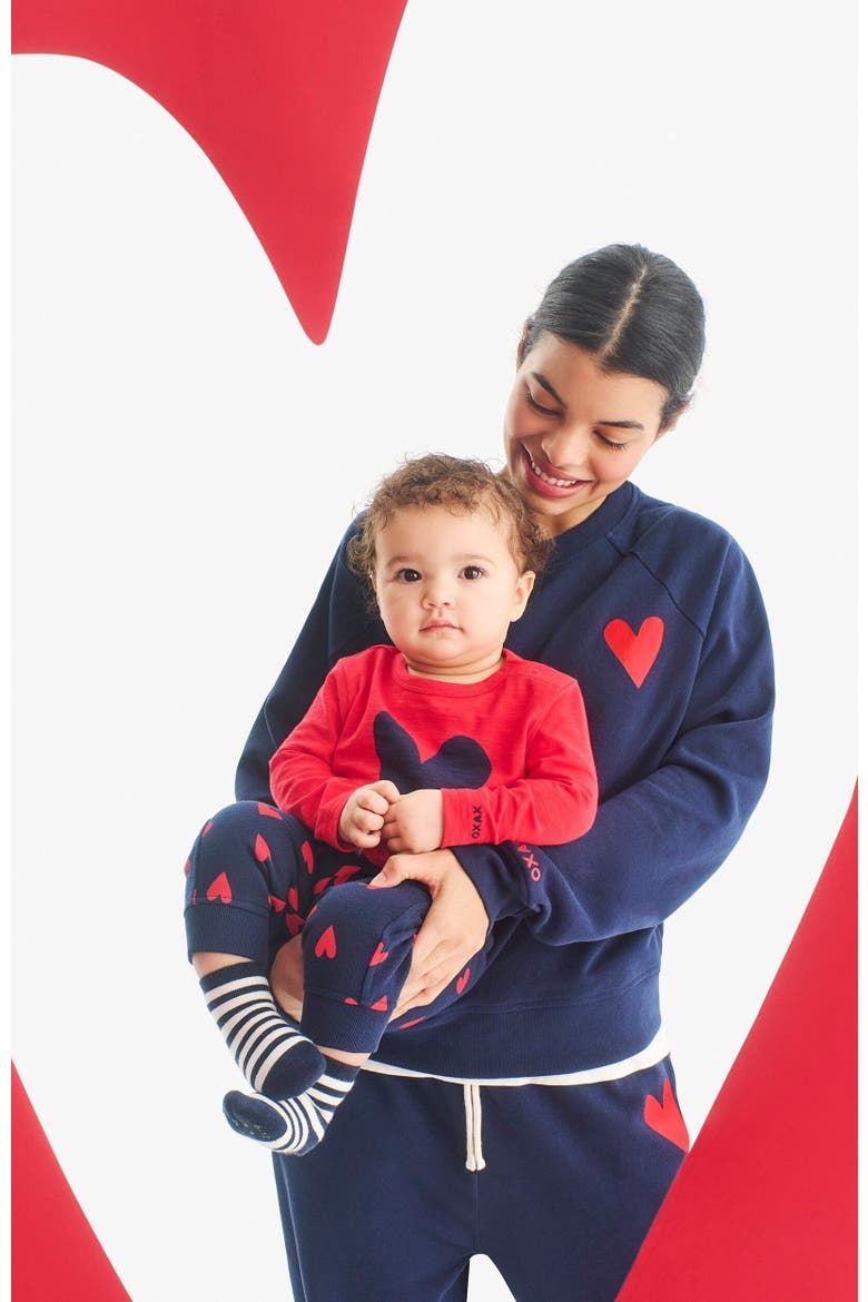 Baby Sweatpant In Confetti Hearts, Alternate, color, Navy Mini Lollipop Hearts