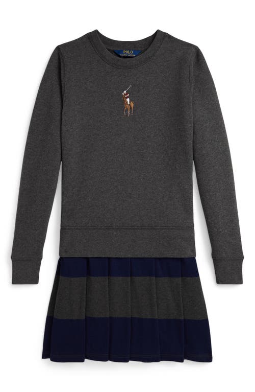 Polo Ralph Lauren Crew-neck Pleated Dress In Blue