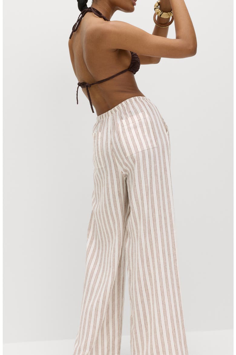 Wide Leg Linen Blend Pants, Alternate, color, BROWN/ MULTI