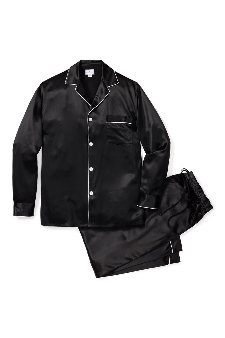Silk Pajama Set, Alternate, color, BLACK