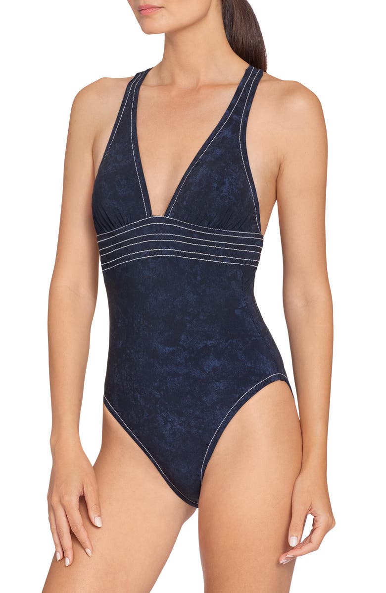 Robin Piccone Valeria Tie Back One-Piece Swimsuit, Main, color, 