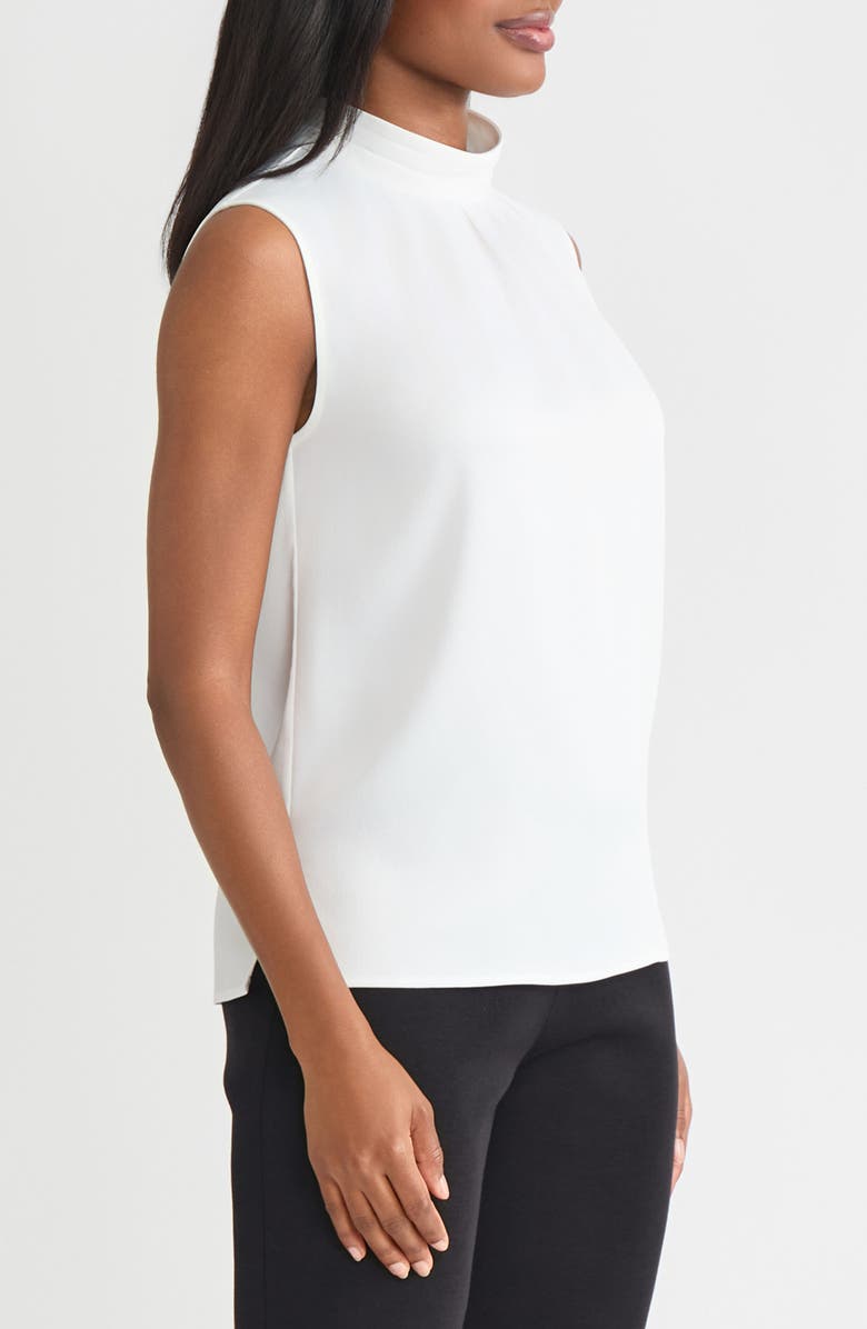 Misook Crêpe de Chine Mock Neck Sleeveless Top, Alternate, color, White