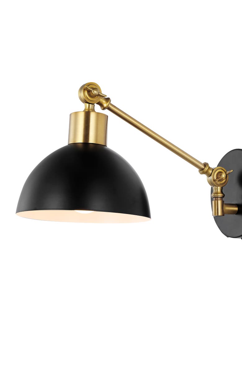 JONATHAN Y Lisa Swing Arm 1-Light Modern Midcentury Iron USB Charging Port LED Sconce, Alternate, color, Black