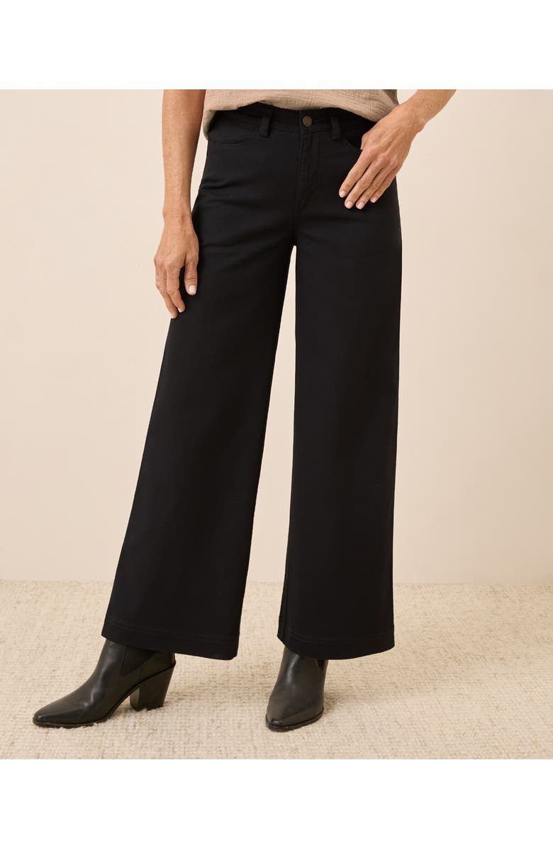 Pact Organic Cotton Stretch Twill Wide Leg Pant, Main, color, Black