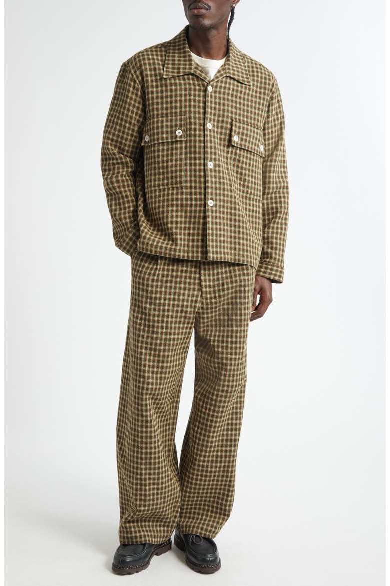 Pleated Wide Leg Trousers, Alternate, color, BROWN CHECK