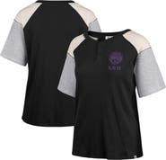 '47 Women's '47 Black LSU Tigers Underline Harvey Colorblock Raglan Henley T-Shirt
