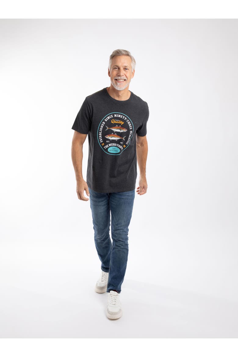Fish Stamp Front Print Graphic T-Shirt, Alternate, color, Black
