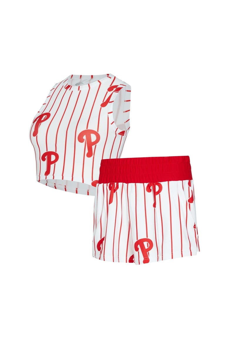 Women's Concepts Sport  White Philadelphia Phillies Pinstripe Record Tank & Short Set, Alternate, color, White