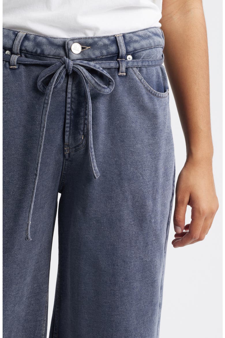 Wide Leg Drawstring Waist Knit Jeans, Alternate, color, INDIGO