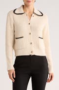 ELIE ELIE TAHARI Contrast Trim Buttoned Cardigan