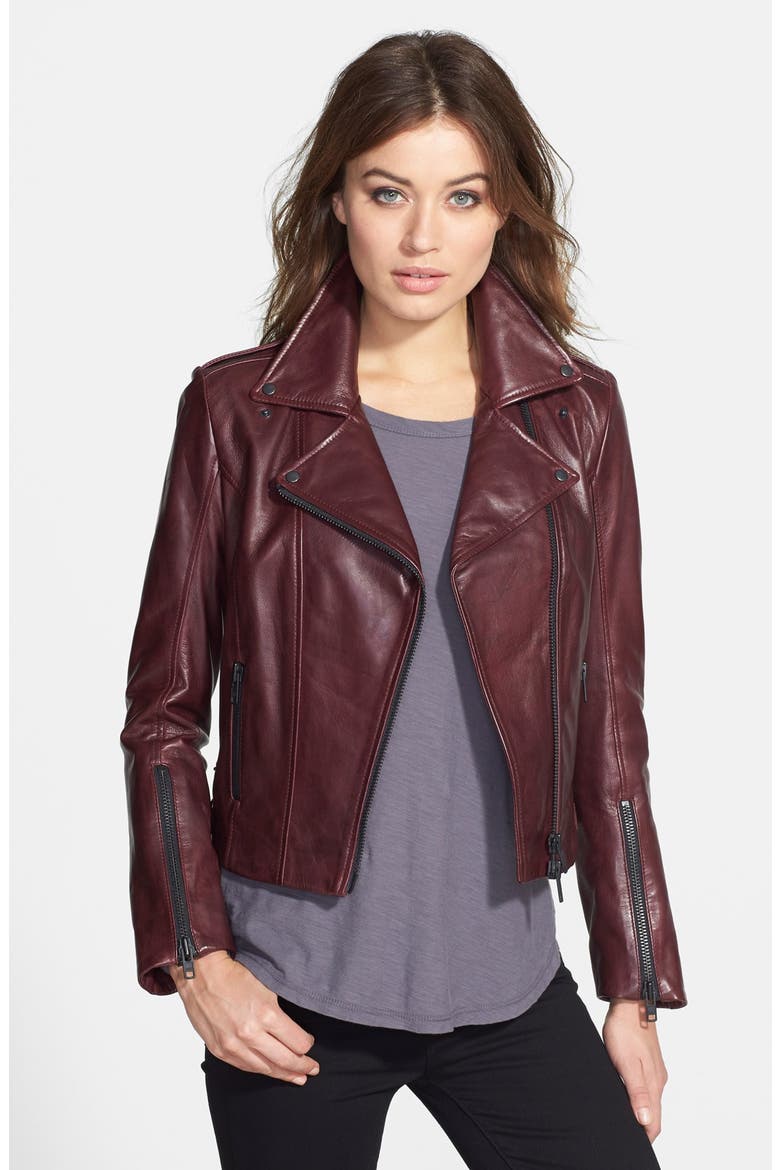 Lambskin Leather Jacket, Main, color, SYRAH