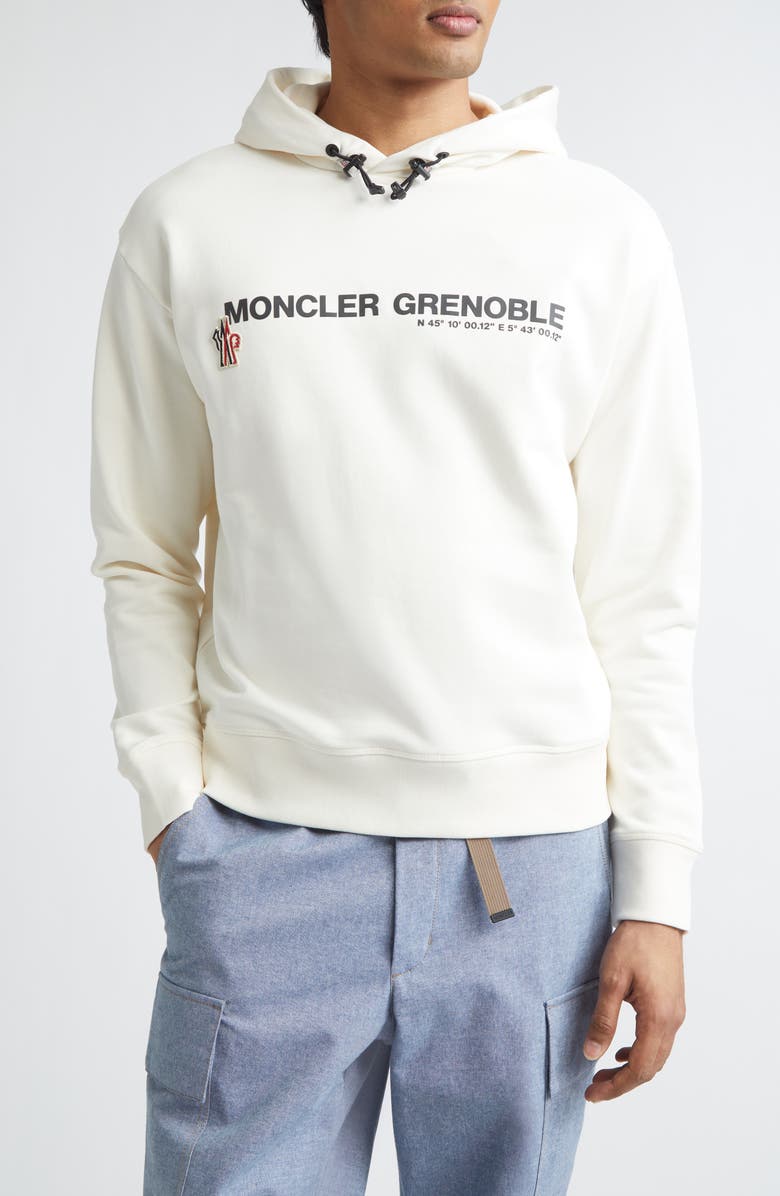 Moncler Grenoble Cotton Graphic Hoodie, Main, color, Baby Powder