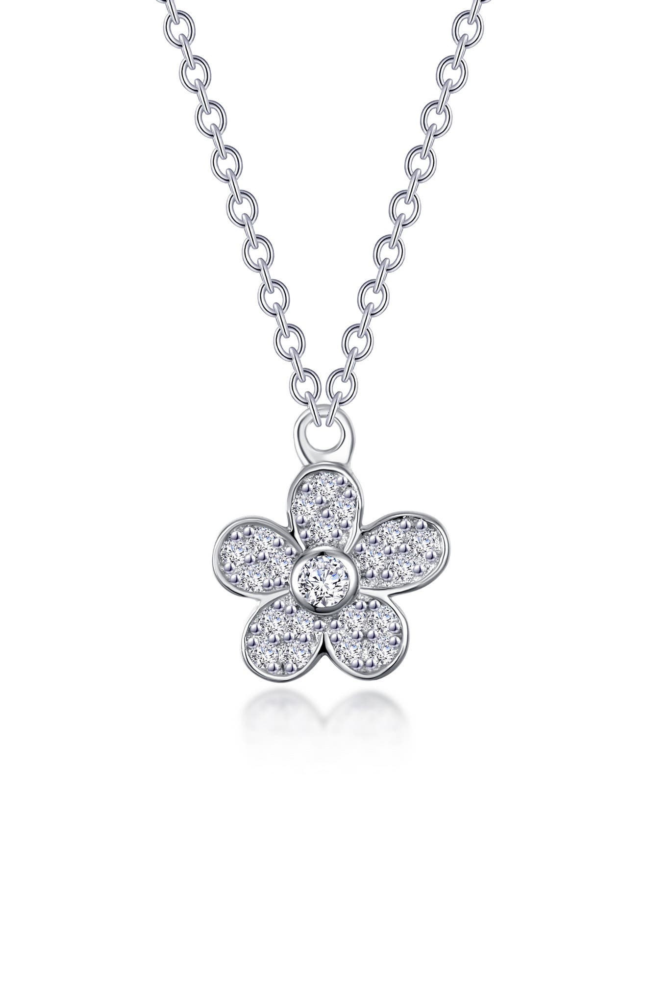 Lafonn Simulated Diamond Mini Pavé Flower Necklace