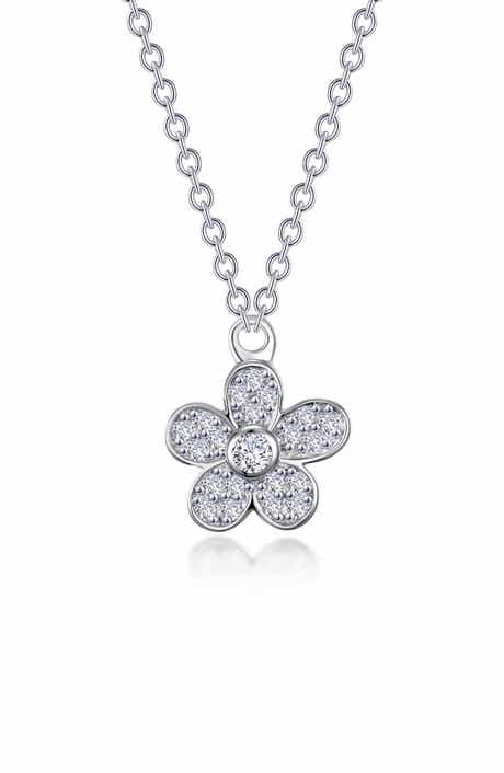 Lafonn Simulated Diamond Mini Pavé Flower Necklace