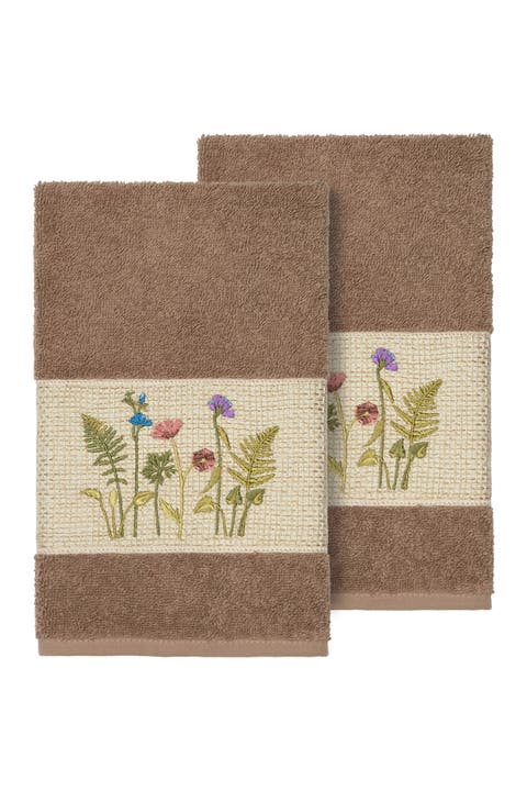 Serenity Embellished Hand Towel - Set of 2 - Latte