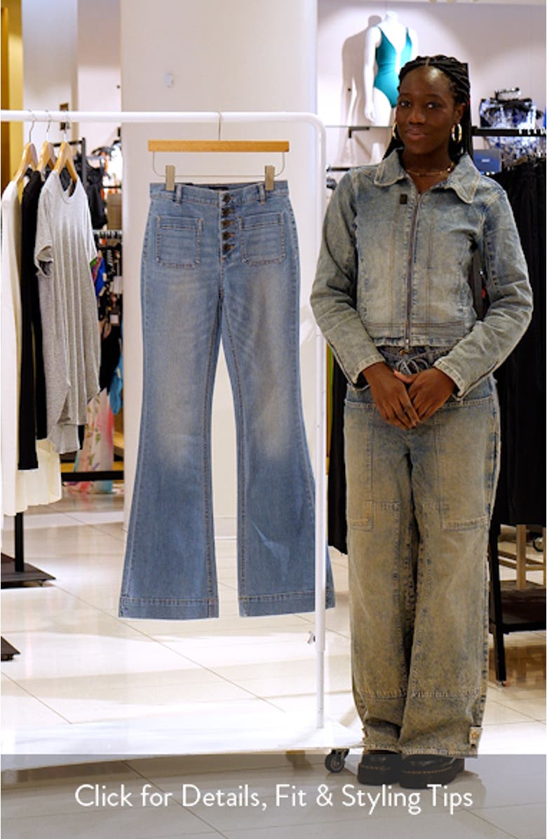 Cindy Exposed-Button Fly Wide Leg Jeans, sales video thumbnail