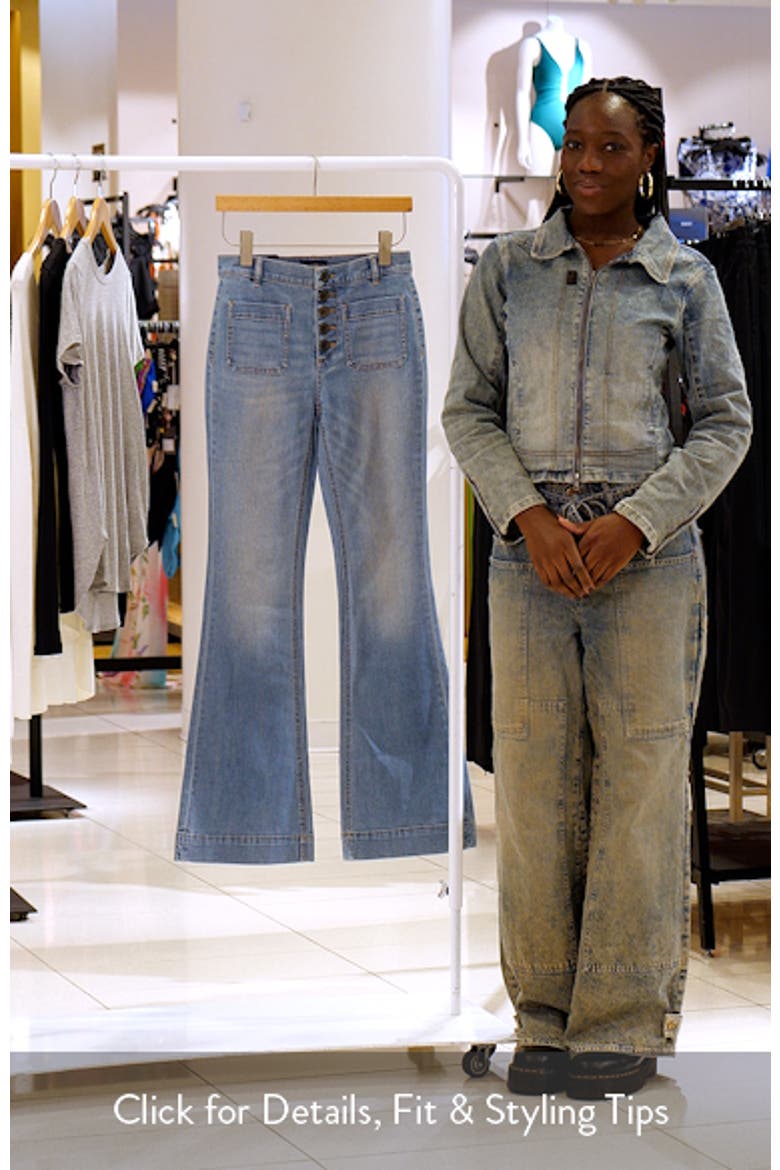 Cindy Exposed-Button Fly Wide Leg Jeans video