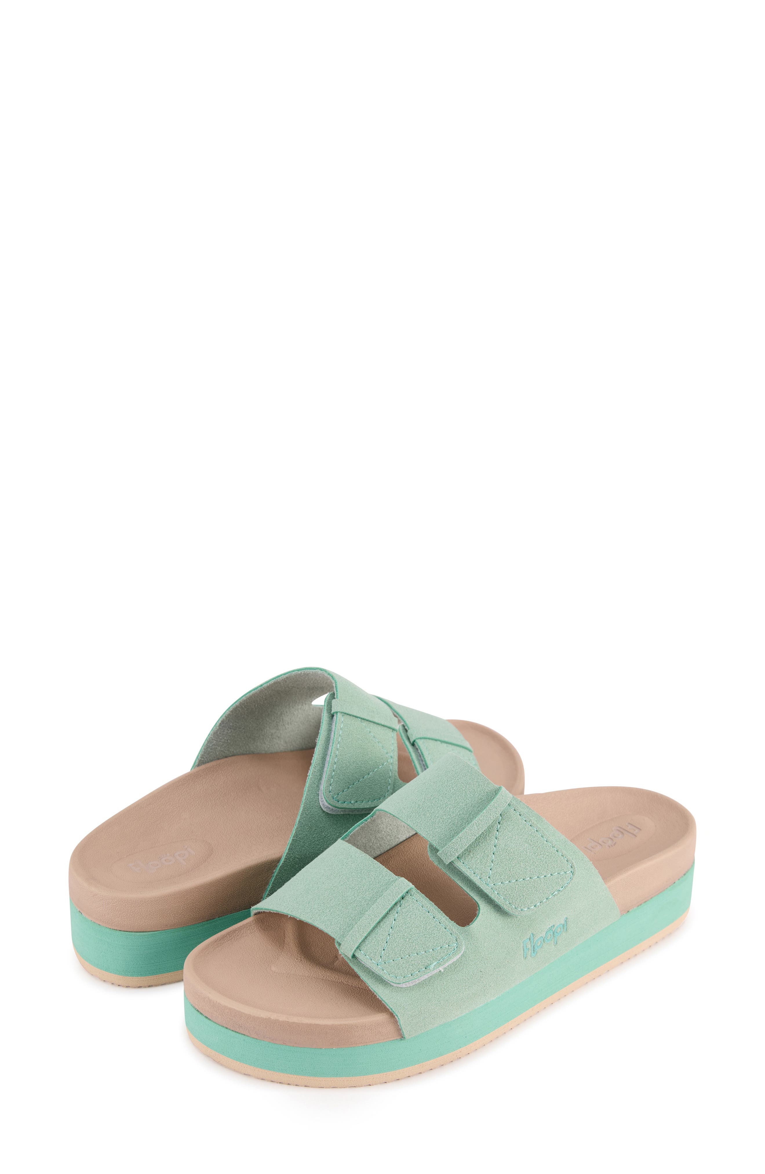 Double Strap Platform Slide Sandal, Alternate, color, GREEN