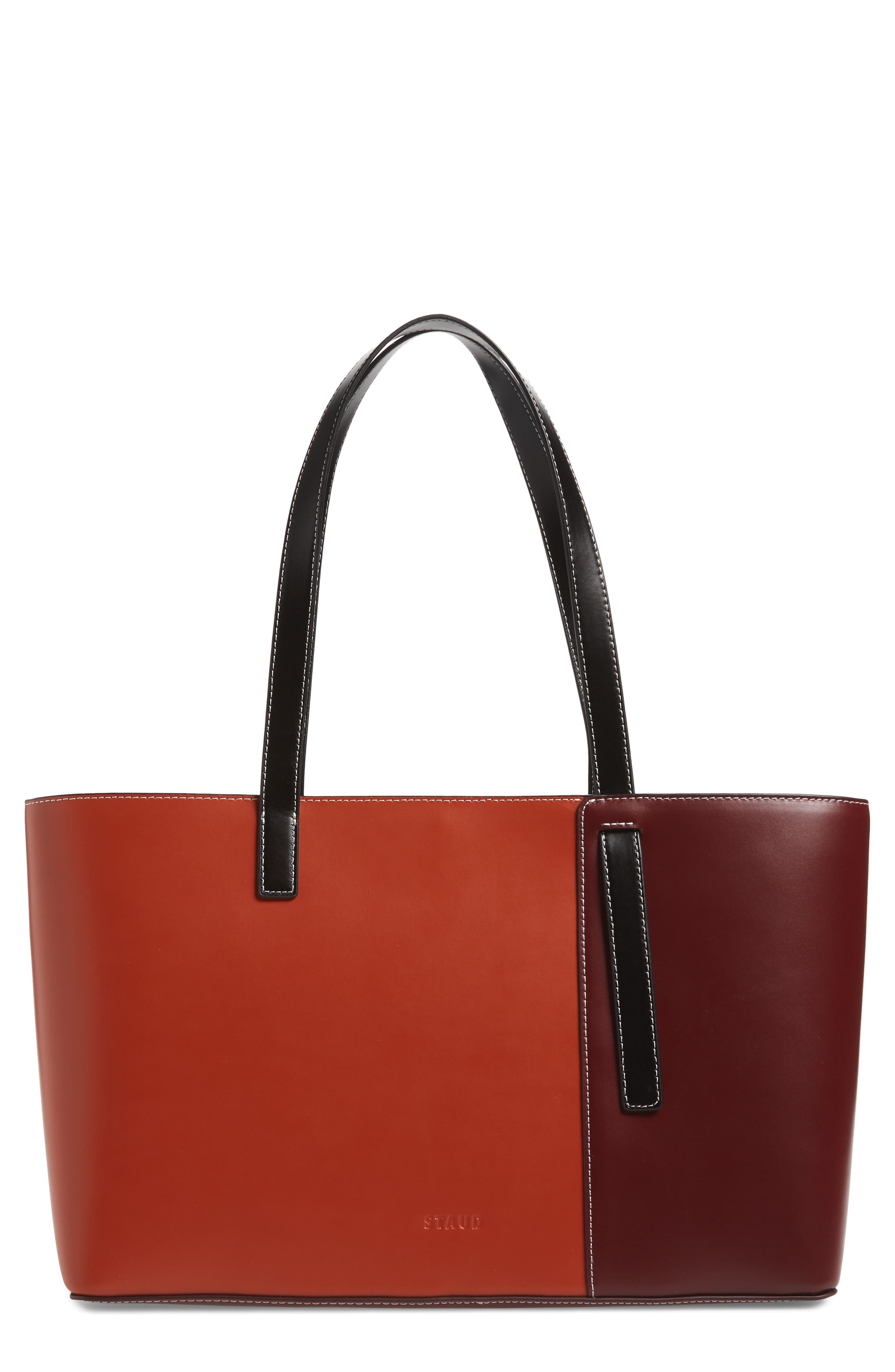 Shoko Colorblock Tote, Main, color, BORDEAUX/ RUST/ BLACK