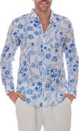 RANEES Chinoiserie Linen Button-Up Shirt