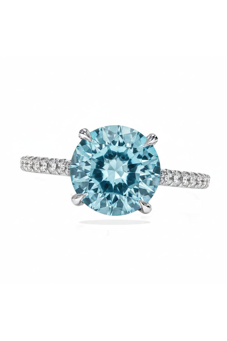 Round Lab Aquamarine & Diamond Solitaire Ring 14K, Main, color, 2.82ct/White Gold