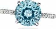 ALLUREZ Round Lab Aquamarine & Diamond Solitaire Ring 14K