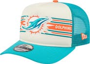 New Era Men's New Era  Cream/Aqua Miami Dolphins Banner A-Frame 9FIFTY Trucker Snapback Hat
