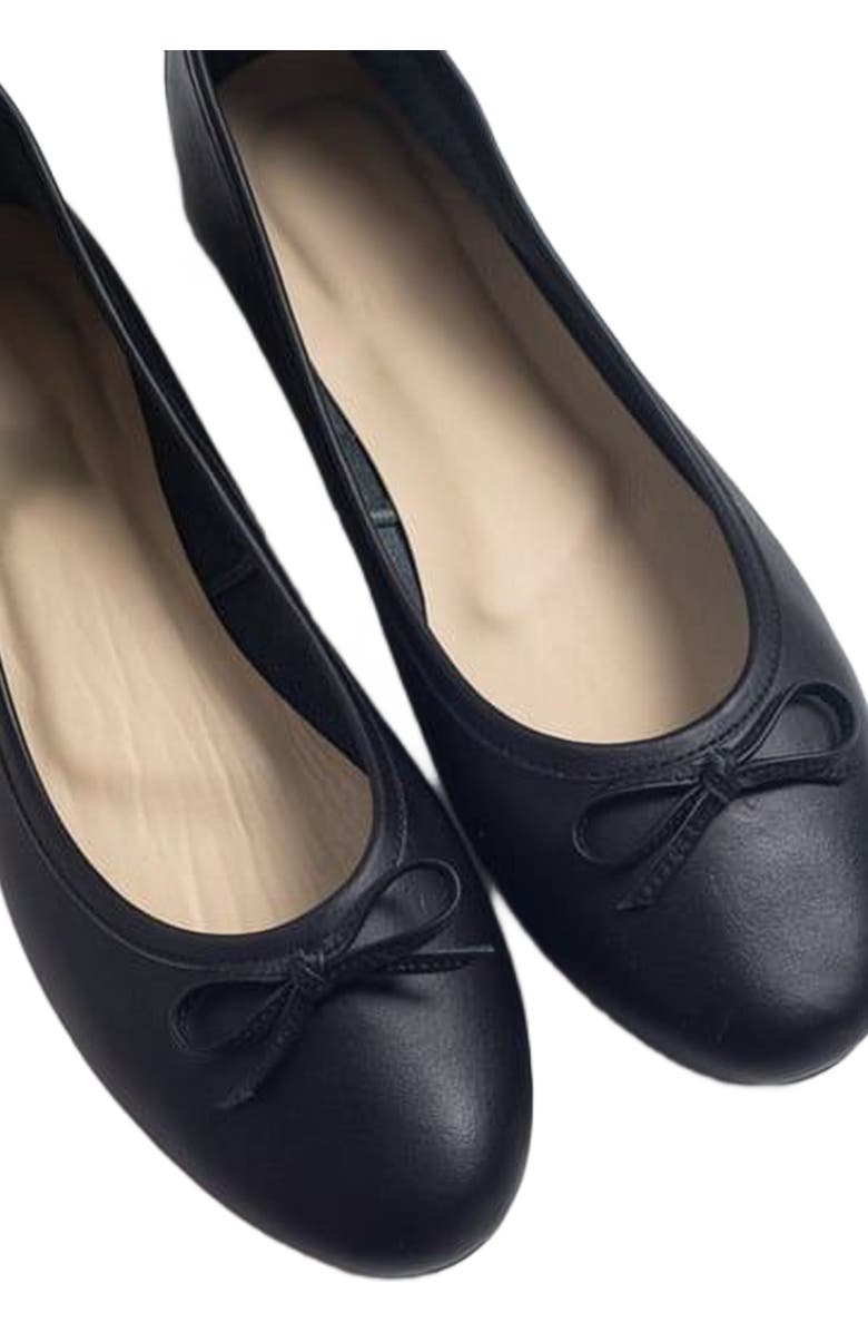 Forever & Always Shoes Florence Leather Ballerina Flats, Alternate, color, Black Leather