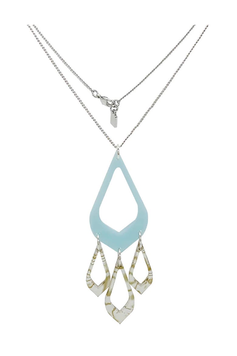 Feather Drop Pendant - Island Blue & Shell, Main, color, Island Blue & Shell