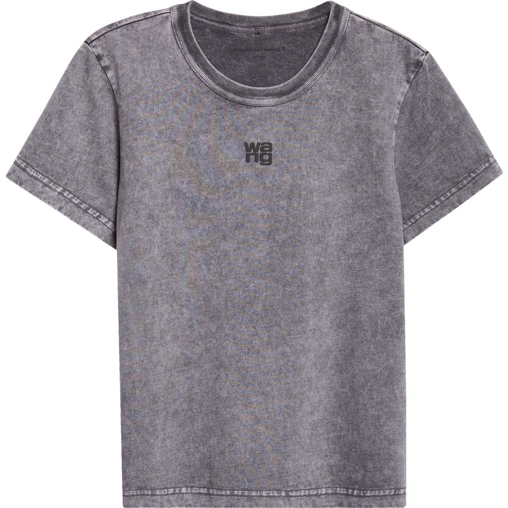 Alexander Wang Puff Logo Shrunken Cotton Jersey T-shirt In Gray