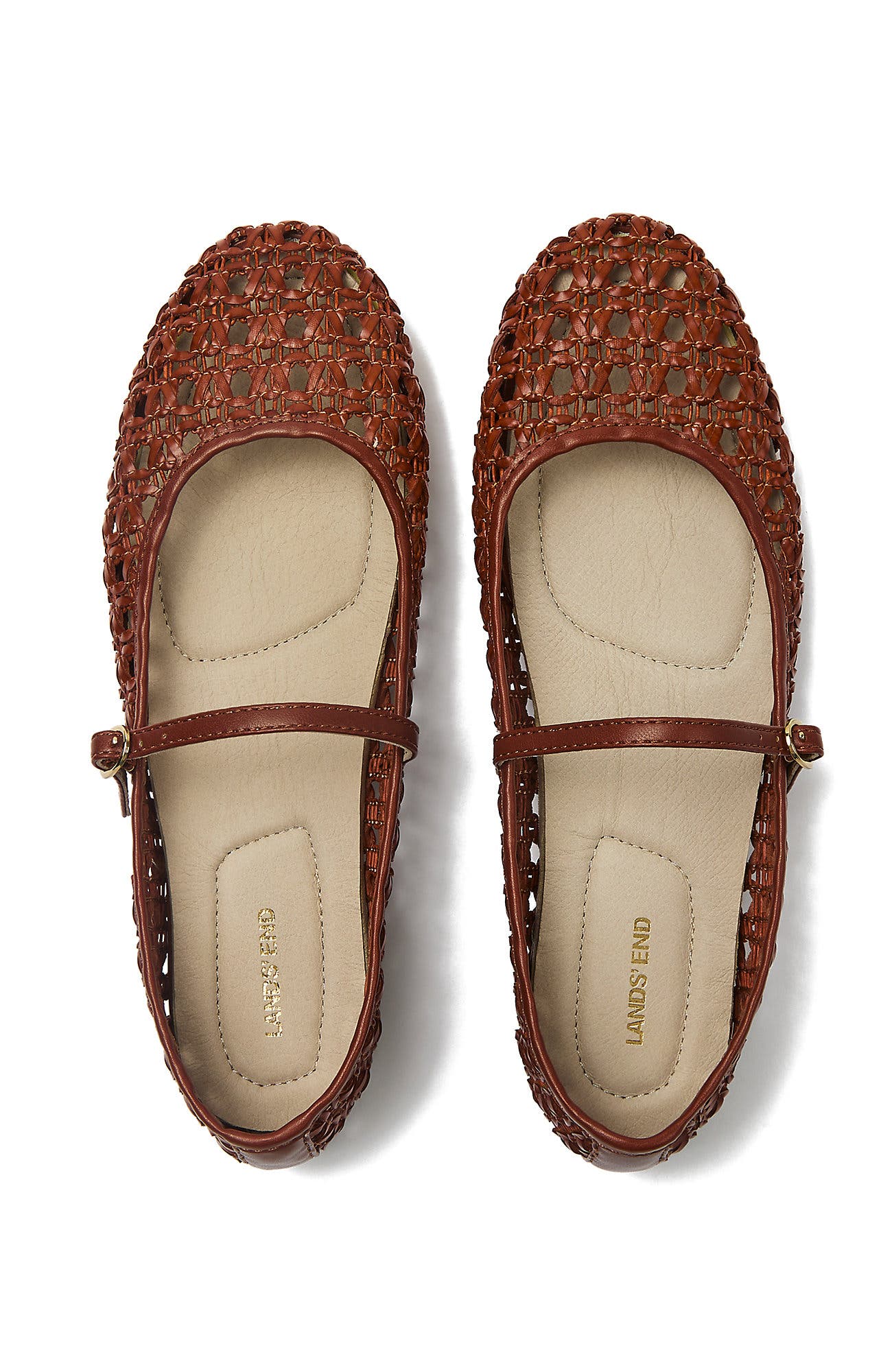 Lands' End Woven Mary Jane Flats, Alternate, color, Cognac