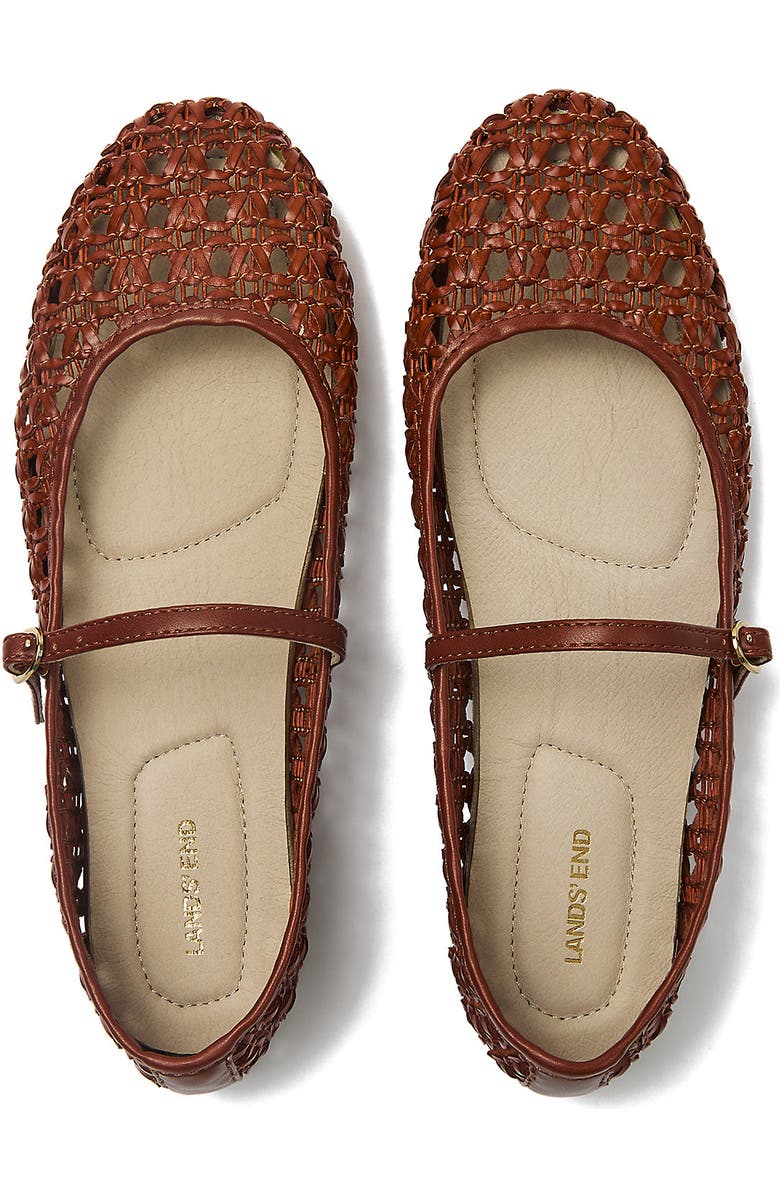 Lands' End Woven Mary Jane Flats, Alternate, color, Cognac