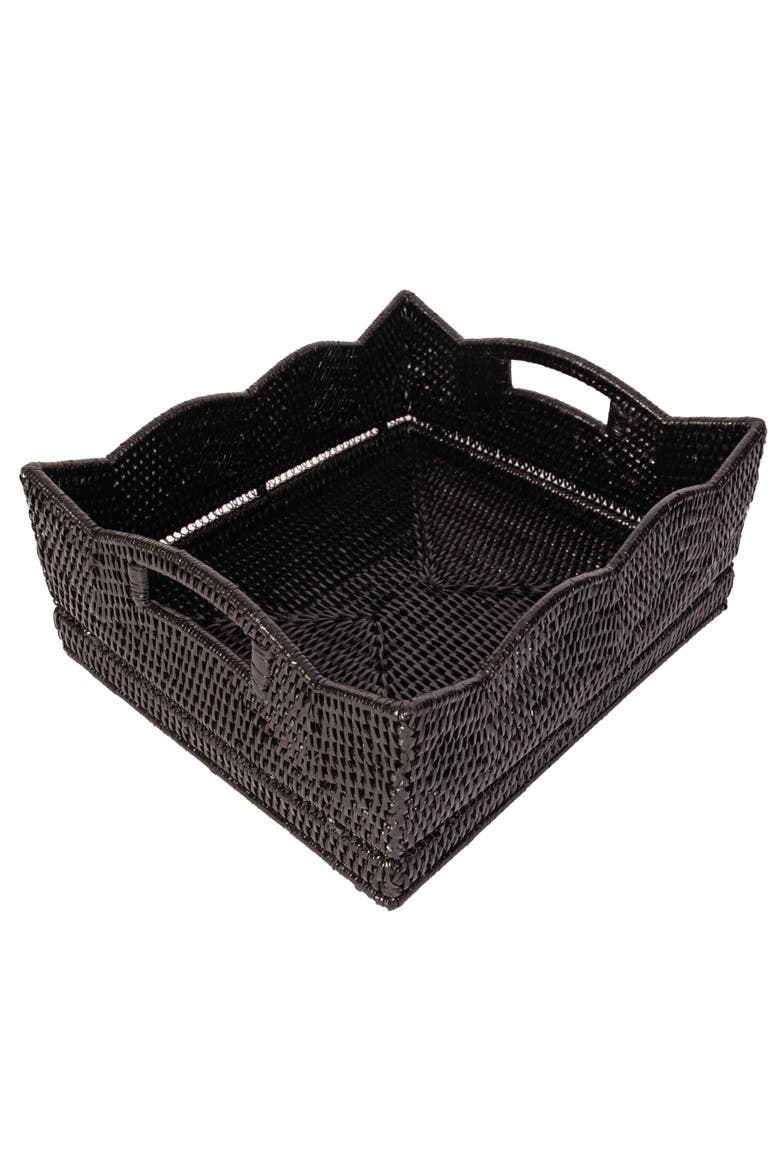 Artifacts Rattan Scallop Collection Shelf Basket, Main, color, Tudor Black