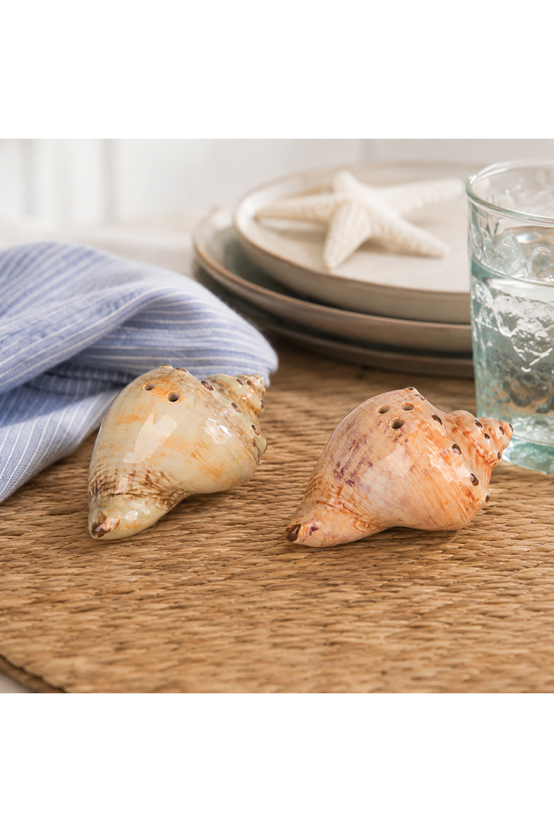 Conch Shell Ceramic Salt & Pepper Set 2.8", Alternate, color, Orange