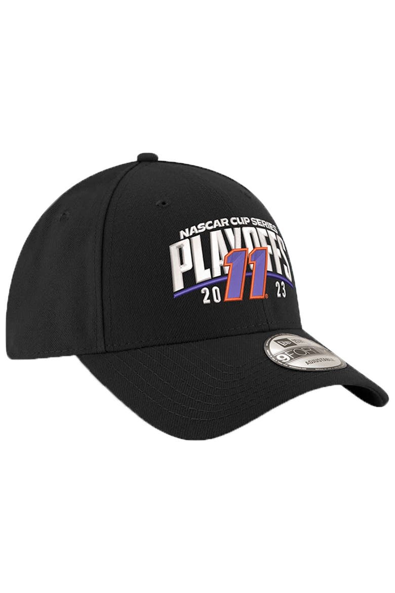 Men's New Era  Black Denny Hamlin 2023 NASCAR Cup Series Playoffs 9FORTY Adjustable Hat, Alternate, color, Black