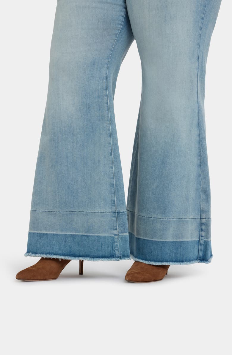 NYDJ Mia Frayed Shadow Hem High Waist Palazzo Flare Jeans, Alternate, color, Light Paradise