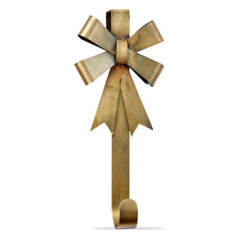 Antique Brass Gold Bow Wreath Hanger for Christmas Decor