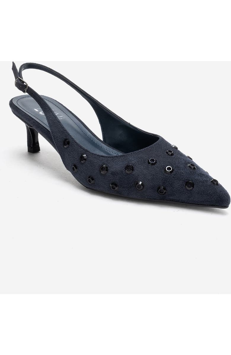 Prologue Shoes Lorex Embellished Stiletto Slingback Pump, Main, color, Navy Suede