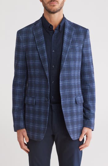 John Varvatos Star Usa Plaid Wool Sport Coat In Blue
