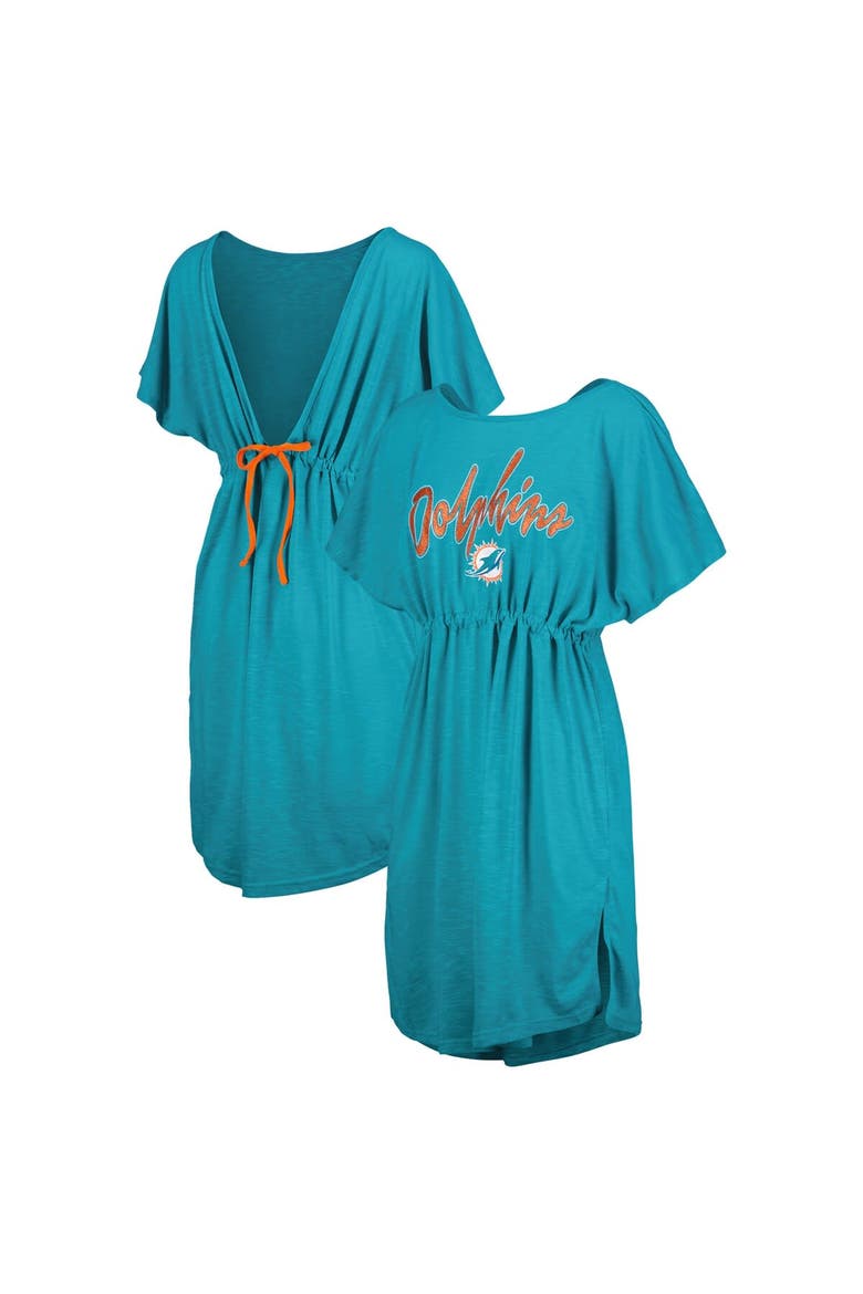Women's G-III 4Her by Carl Banks Aqua Miami Dolphins Versus Swim Cover-Up, Main, color, Aqua