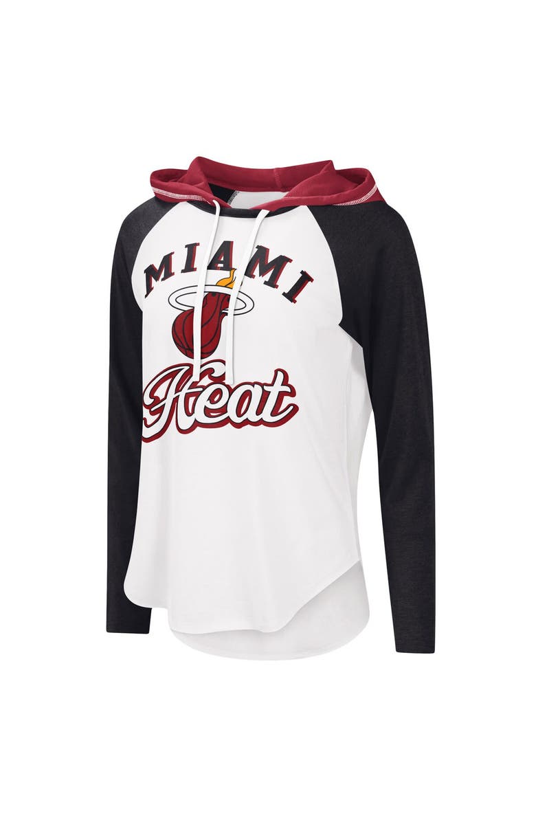 G-III 4HER BY CARL BANKS Women's G-III 4Her by Carl Banks White Miami Heat MVP Raglan Hoodie Long Sleeve T-Shirt, Alternate, color, 