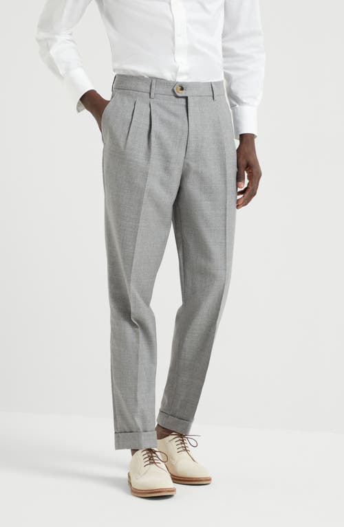 Brunello Cucinelli Leisure Fit Trousers With Double Pleats In Pearl