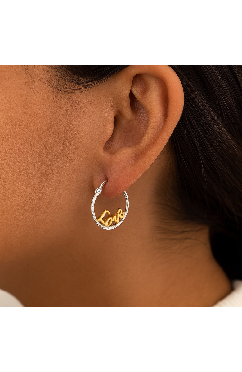 Donatello Gian Sterling Silver Two-Tone Love Hoops, Alternate, color, Silver