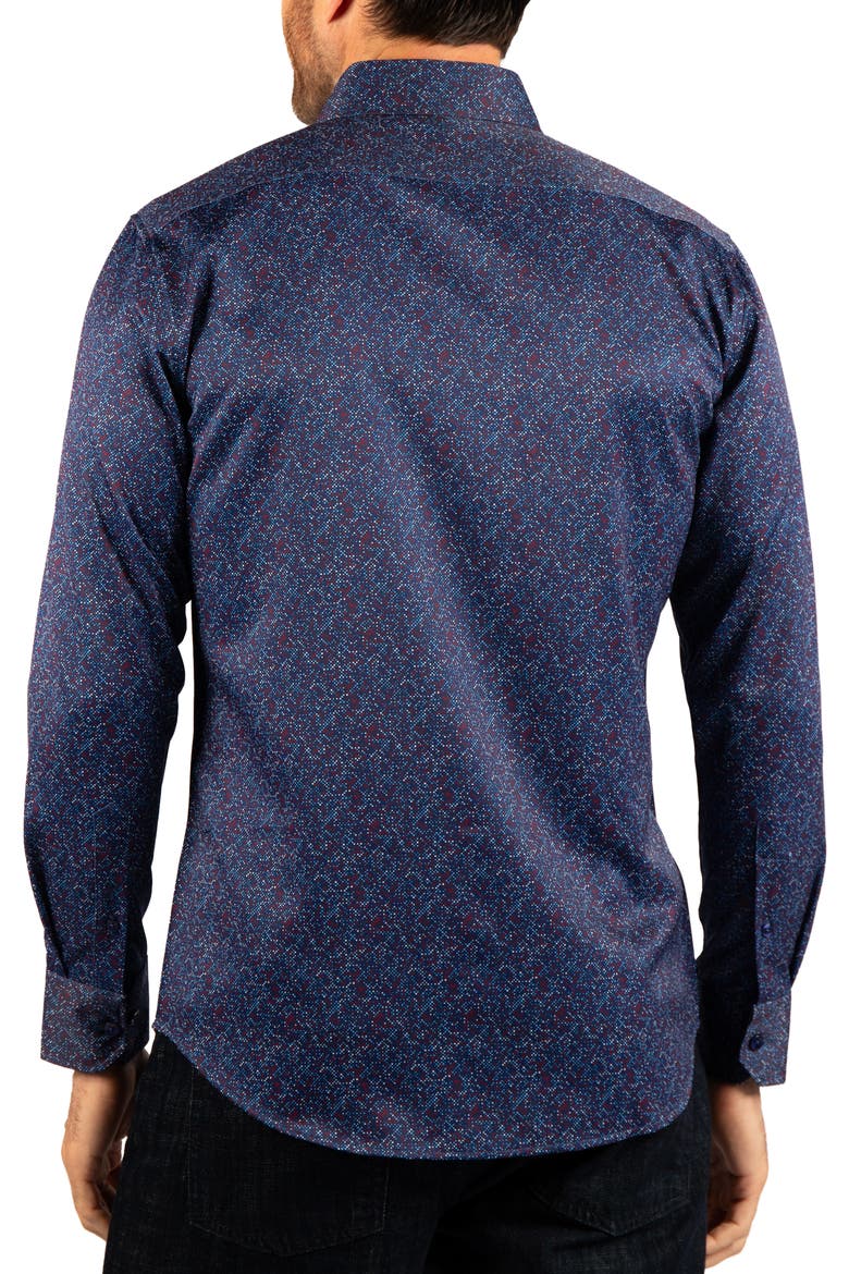 Dot Print Long Sleeve Performance Shirt, Alternate, color, SAPPHIRE BLUE