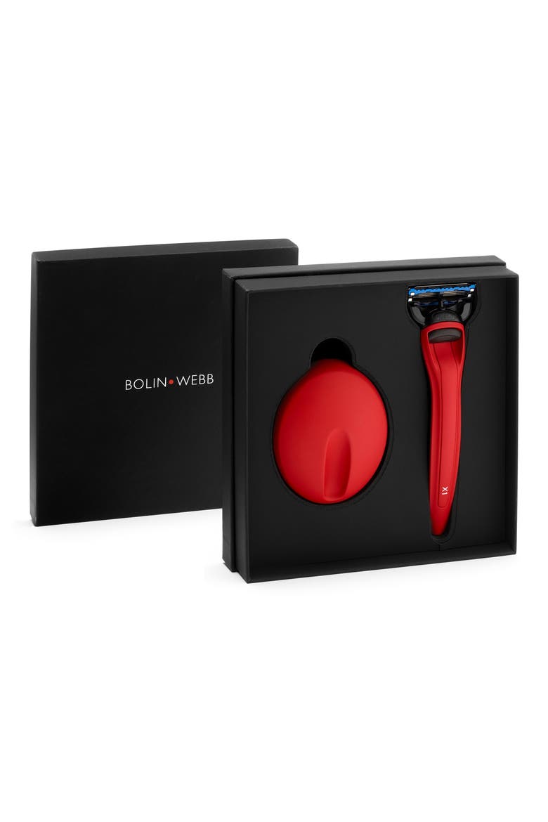X1 Matte Red Razor and Stand Set, Alternate, color, MATTE RED